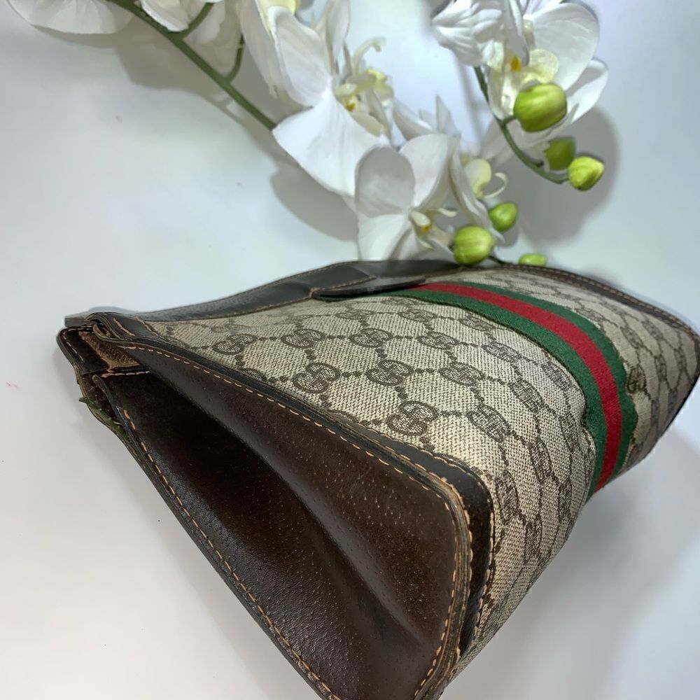 💥Authentic💥 GUCCI Web Sherry Line GG Logo Cosmetic Clutch - Picture 6 of 13